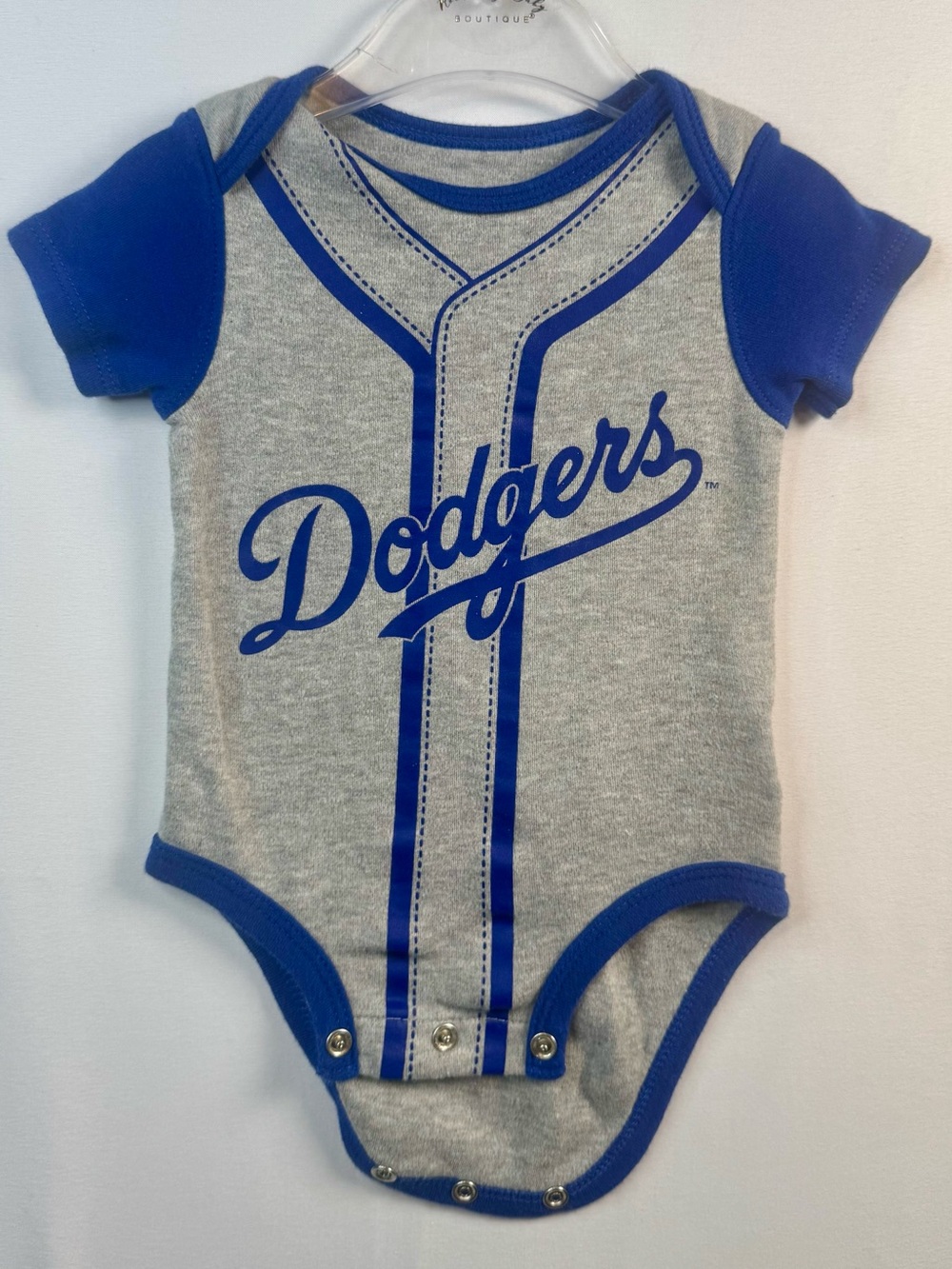 Genuine Merchandise Dodgers Grey & Blue Infant One-Piece Bodysuit